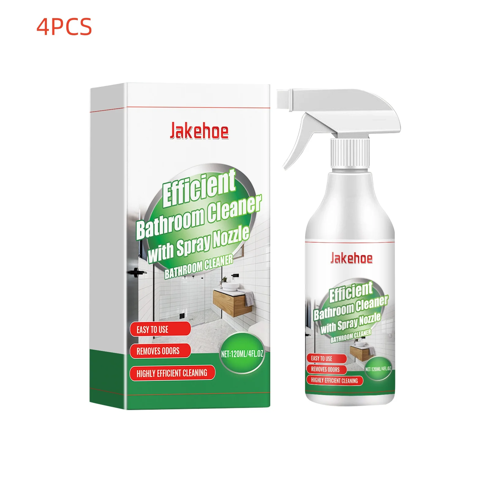 

US Stock 4 PCS 120ml Bathroom Cleaner Spray Shower Glass Door Soap Scum Limescale Remover Hard Water Stain Cleaner Tile Tub Toilet Faucet Rust Dirt Cleaning Spray Fast Delivery