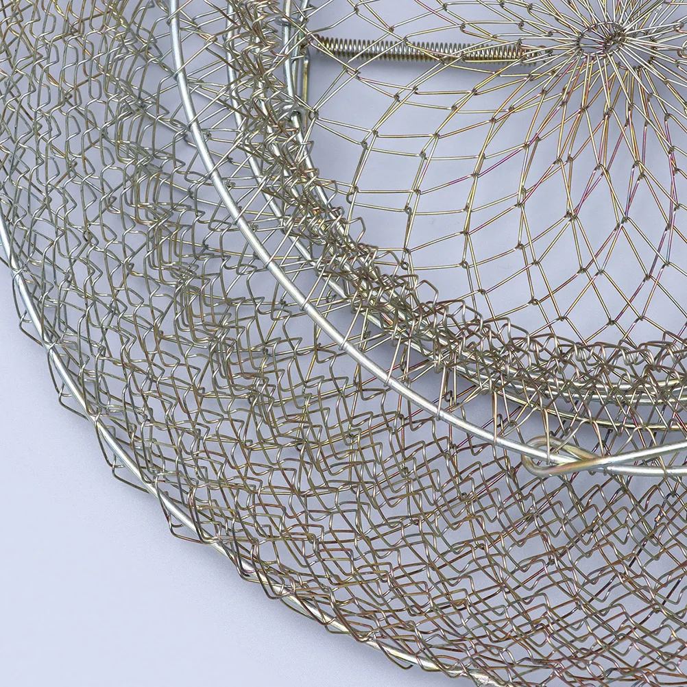 

1pcs 1.5Cm Hole 72Cm Foldable Steel Wire Fish Basket Zinc Plated Durable Fishing Net For Lake Crab Lobster Shellfish