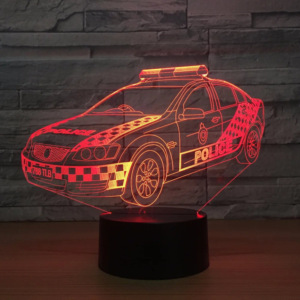 

Police Car 3d Night Light Bedside Holiday Gift Led Luminous 3d Light Fixtures Novelty Usb Led Christmas Decorations Gift