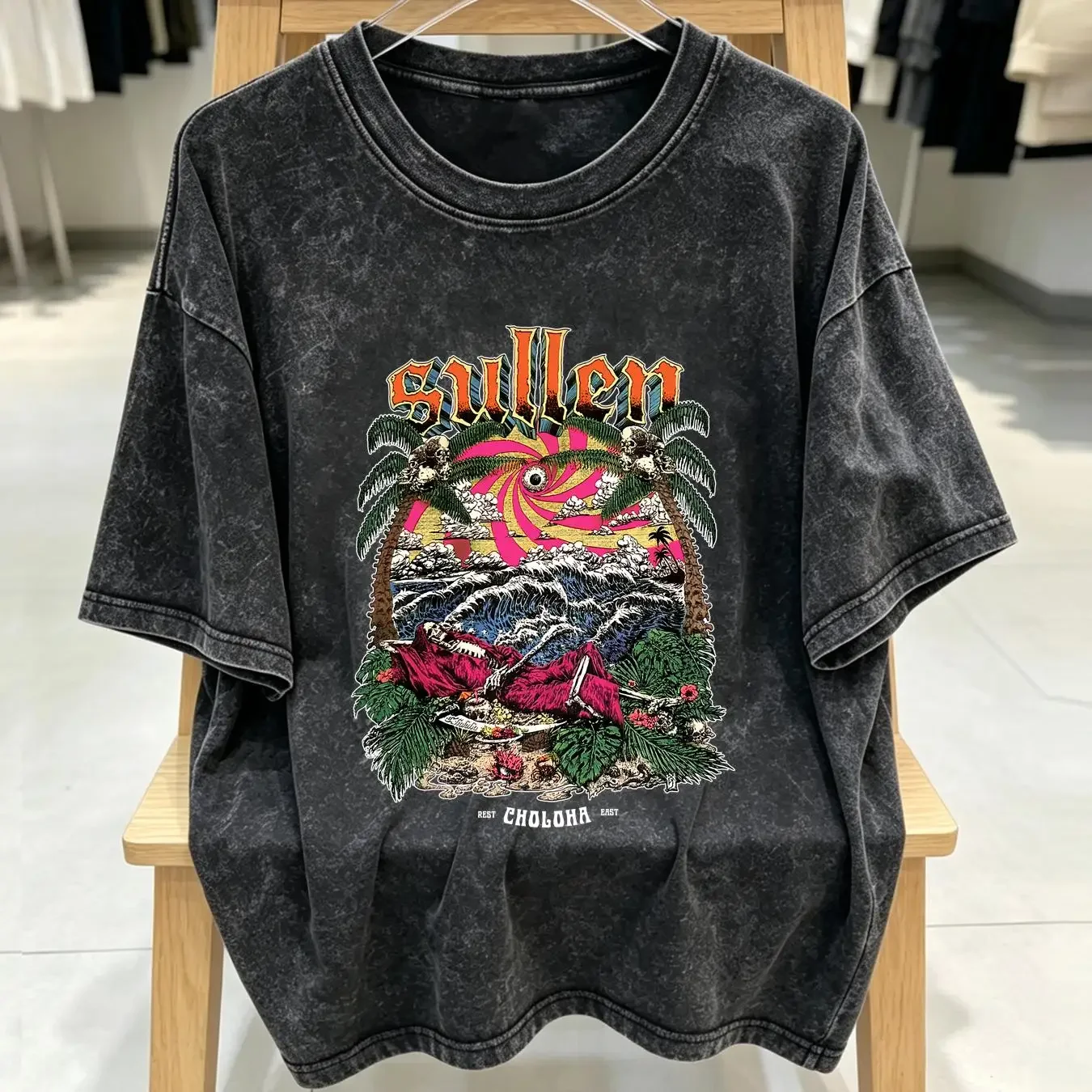 washed T Shirt Sullen Men's R N Premium Antique White  Clothing Appare vintage Washed Unisex streetwear fashion Stylish Soft