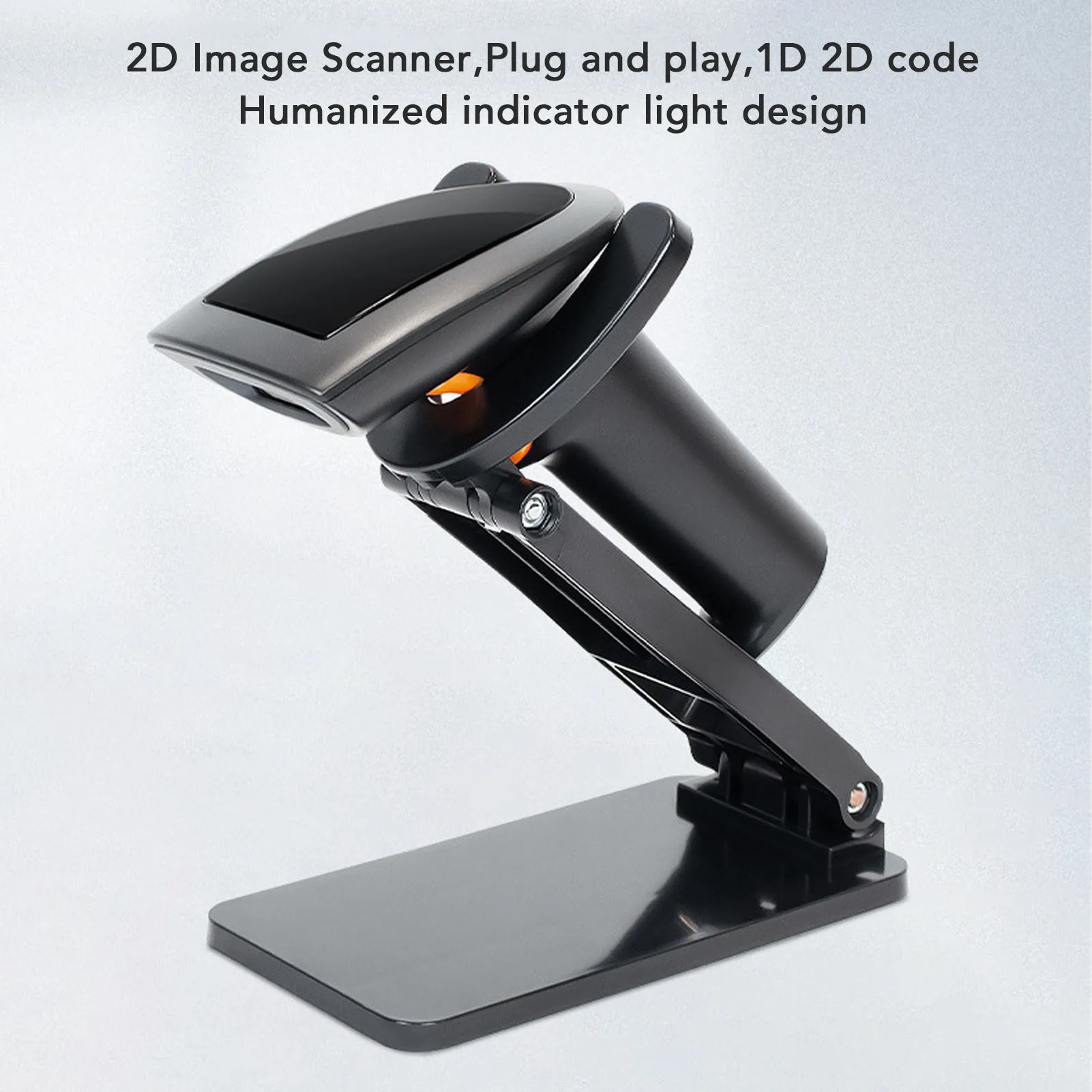 Scanner de código de barras 1D 2D 2.4G BT USB Leitor de código de barras Destop sem fio e com fio com suporte dobrável para supermercado de varejo