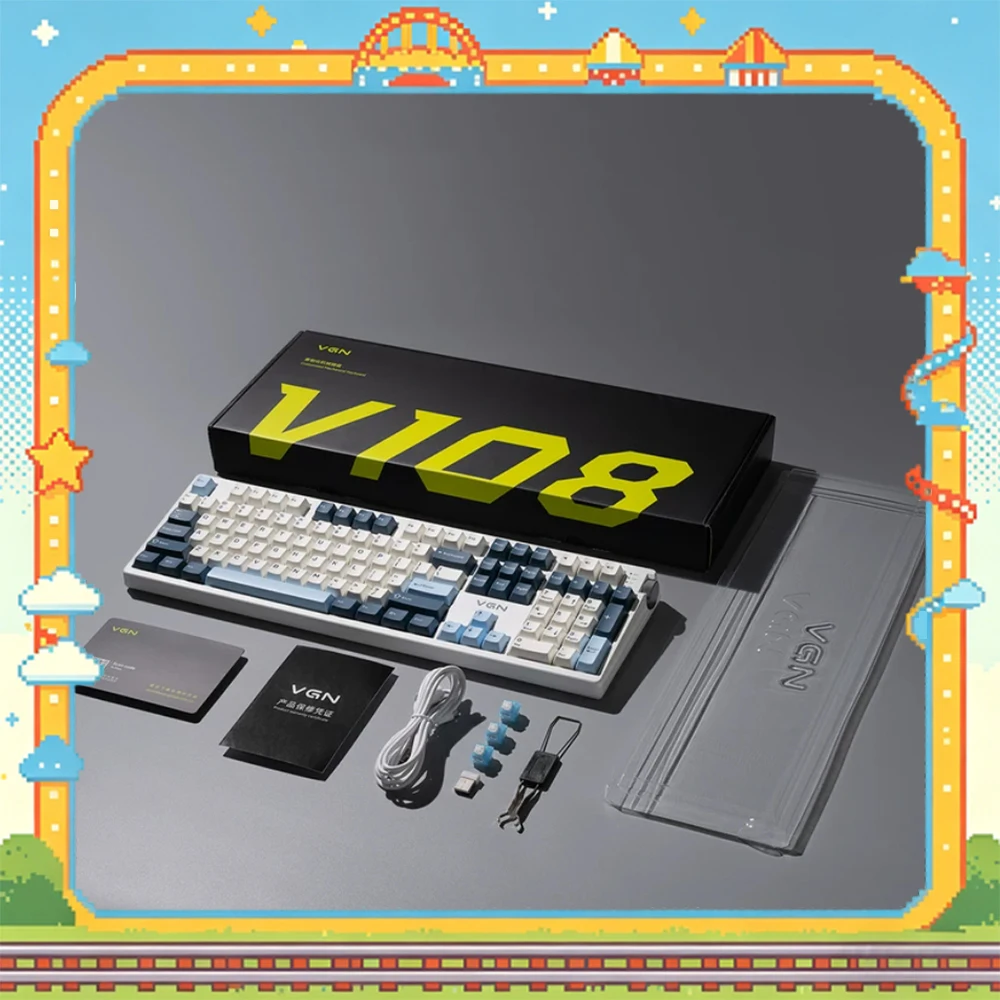 VGN V108 Mechanical Keyboard Blutooth Wireless Keyboard E-Sport Gaming Keyboard V-HUB 3.0 RGB Hifi Low Delay Ofiice Pc Gift
