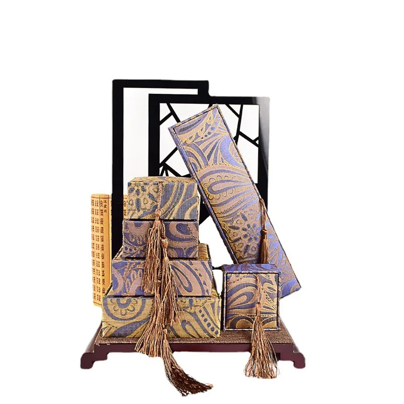 [10pcs]Wholesale Tassel Brocade Jewelry Box Chinese Style Jewelry Wenzhu Buddha Beads Wenzhu Jade Boxes