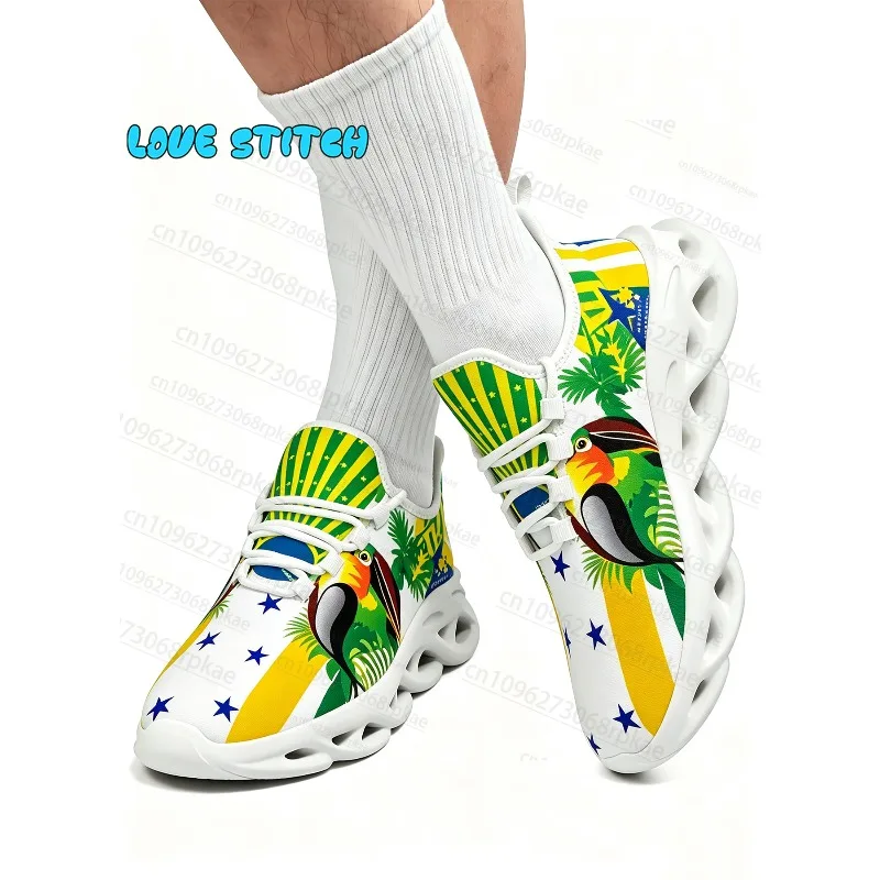 Unique Brazil Green Yellow Parrot Printed Soft Sneakers Comfort Wear-resistant for Men Women Walking Footwear