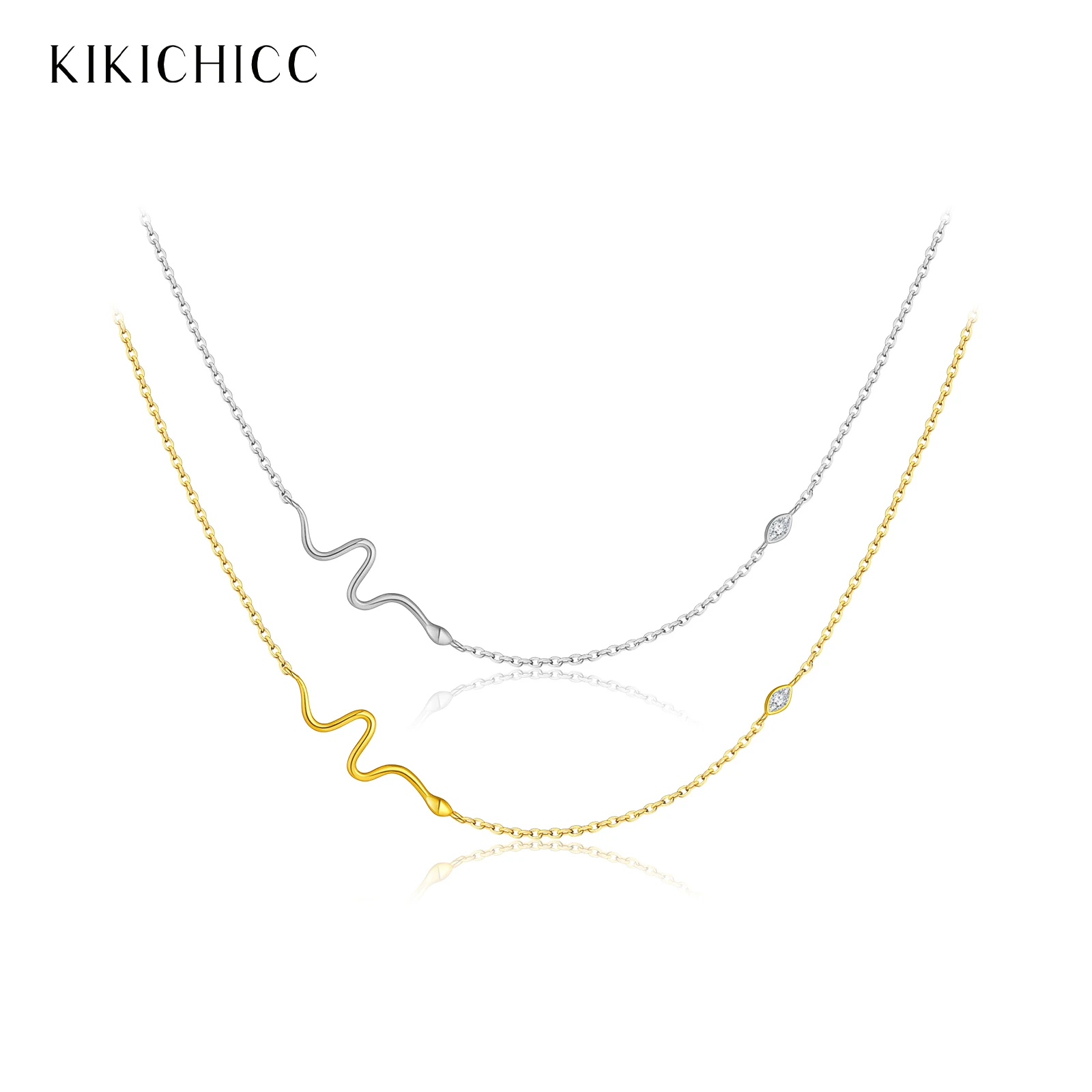 

KIKICHICC Новое ожерелье из стерлингового серебра 925 пробы, золото, змея, подвеска с цирконием CZ, ожерелье маркизы, 2025 г., модные женские ювелирные изделия, подарок
