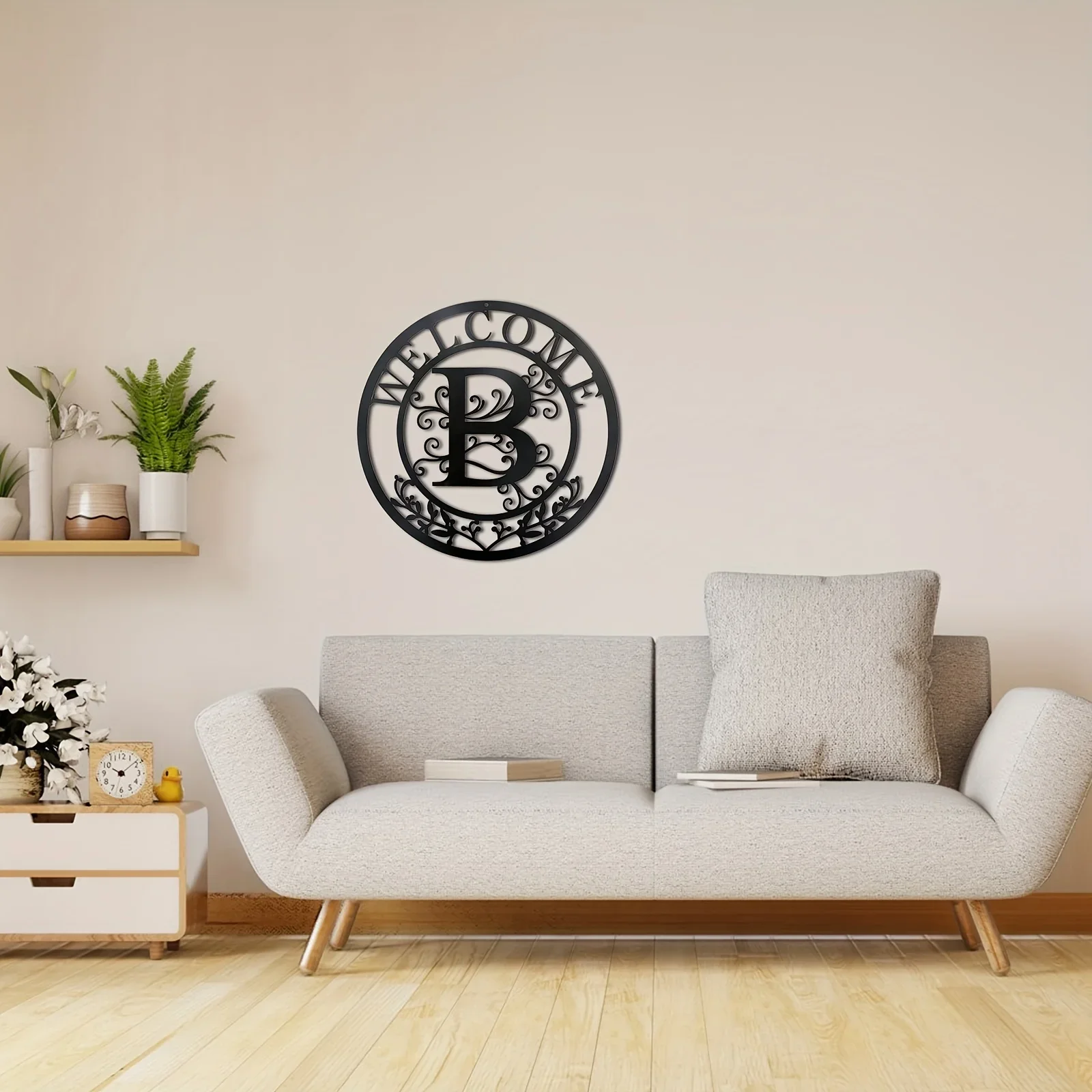 Letrero de hojalata de Metal de 12 pulgadas, decoración colgante de pared con letra B negra de bienvenida para habitación, decoración del hogar, decoración de vacaciones, decoración de puerta delantera para sala de estar