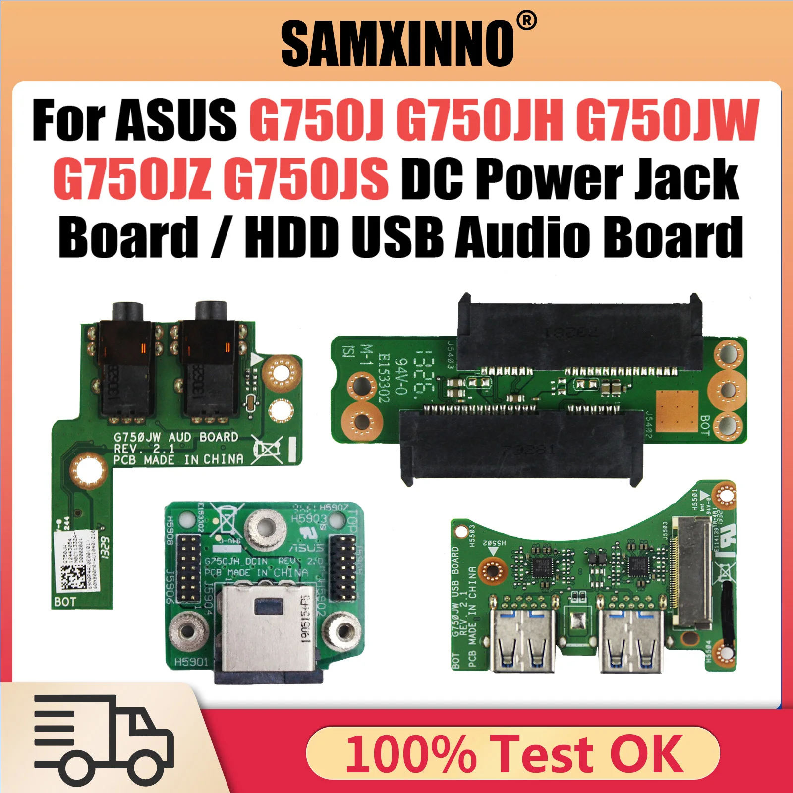 

G750J For ASUS ROG G750JH G750JW G750JS G750JZ G750JX G750JM G750JY G750JH DC Power Jack Board or Hard Disk HDD USB audio board