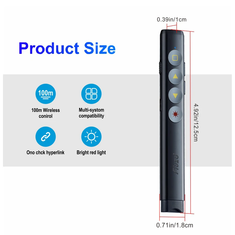 Powerpoint Pen Wireless Presentation Clicker Type-C Rechagable Remote Control Pen for Office Teaching Projector PPT Presenter