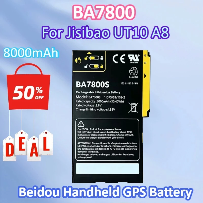 BA7800S 3.8V 30.40Wh 8000mAh 리튬 이온 충전식 배터리 Jisibao UT10 A8 Beidou 고품질 휴대용 GPS 디지털 배터리