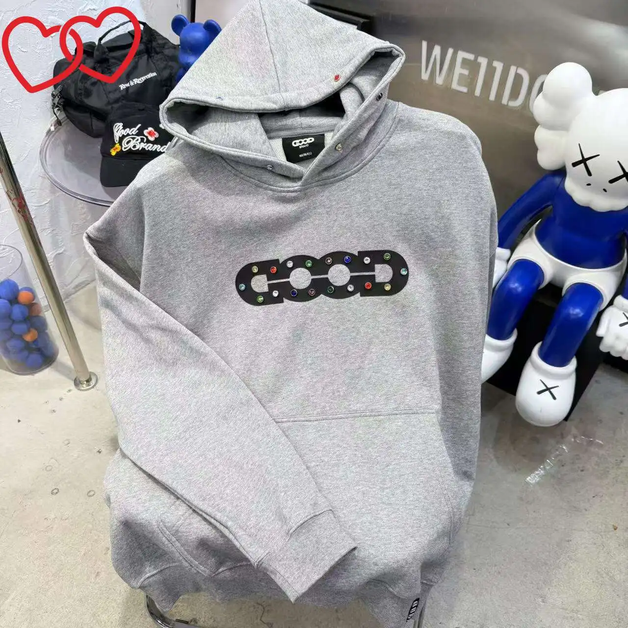 

25ss зимняя толстовка с капюшоном GOODBRAND, модная уличная одежда, толстовки с капюшоном и заклепками с радужным драгоценным камнем, мужские повседневные пуловеры с капюшоном