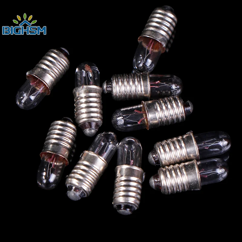 10 unids/lote Mini bombilla de luz indicadora E5 boca de tornillo bombilla de luces en miniatura 6,3 V/12V/24V 0.1A bombilla pequeña lámpara de señal cuenta