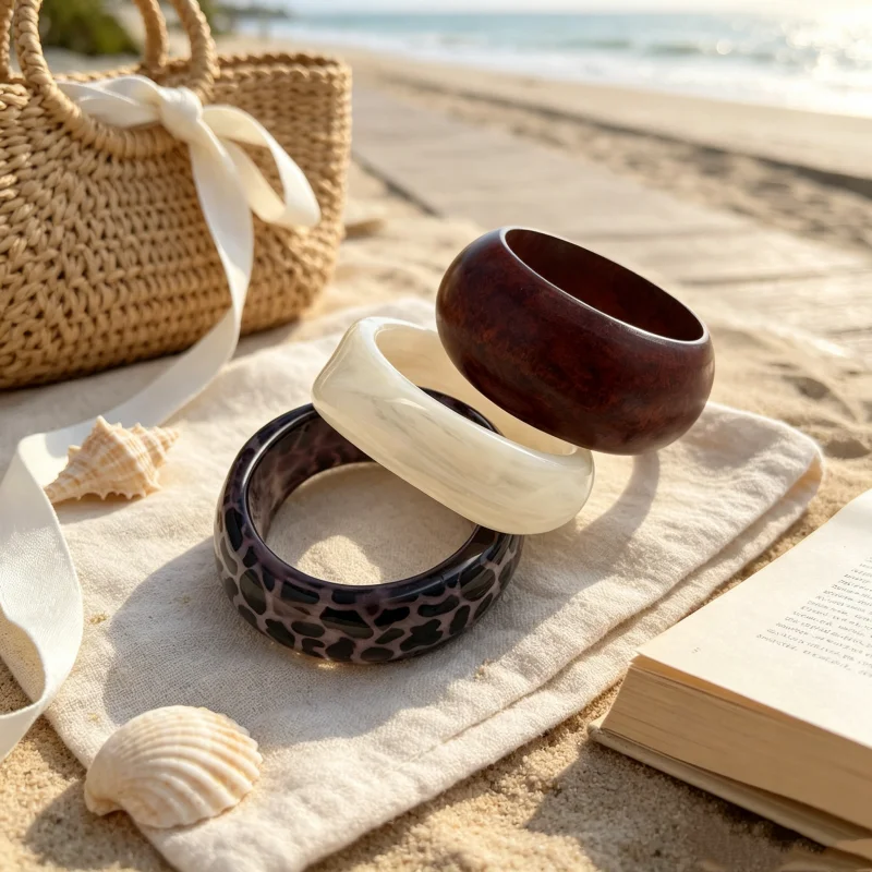3PCS Chunky Wide Cuff Bangle Bracelet Set for Women Leopard Print Acrylic White Texture Stackable Bangles Boho Fashion Jewelry