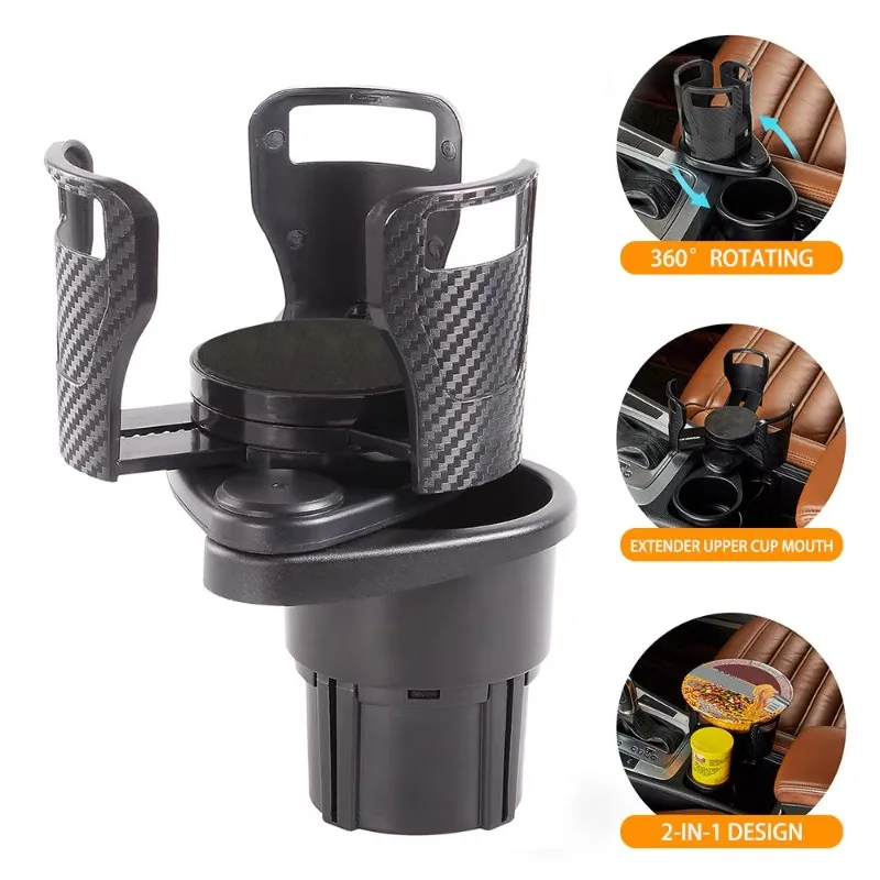 1 pc  2 In 1 Vehicle Mounted Slipproof Cup Holder 360 Degree Rotating Water Car Cup Holder Multifunctional Auto Accessory