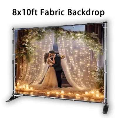 

TB Photo Backdrop Stand Heavy Duty Banner Holder Adjustable Photo Poster Stand for Trade Show Photo Booth Parties Wedding