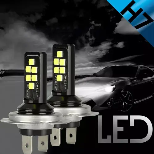 Imagen 2 del producto Bombillas de faros LED H4/H7 de 12V, luces antiniebla delanteras de coche de alto brillo, bombillas de faros delanteros de coche, haz alto y bajo, envío directo