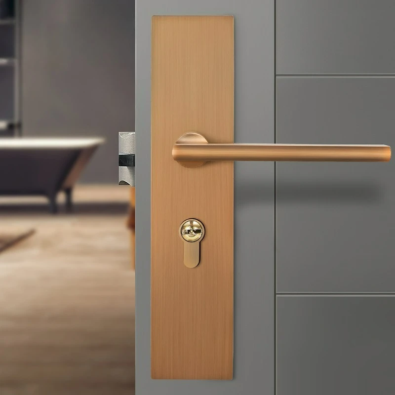 

Retro Chinese Style Bedroom Silent Lock, Indoor Integrated Lock, Wooden Door Handle Lock