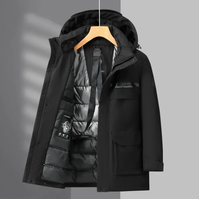 High Quality Winter Men's Down Jacket Windbreaker Jacket Thick Thermal Hooded  Down Parkas Male Business Casual Warm Hooded Coat