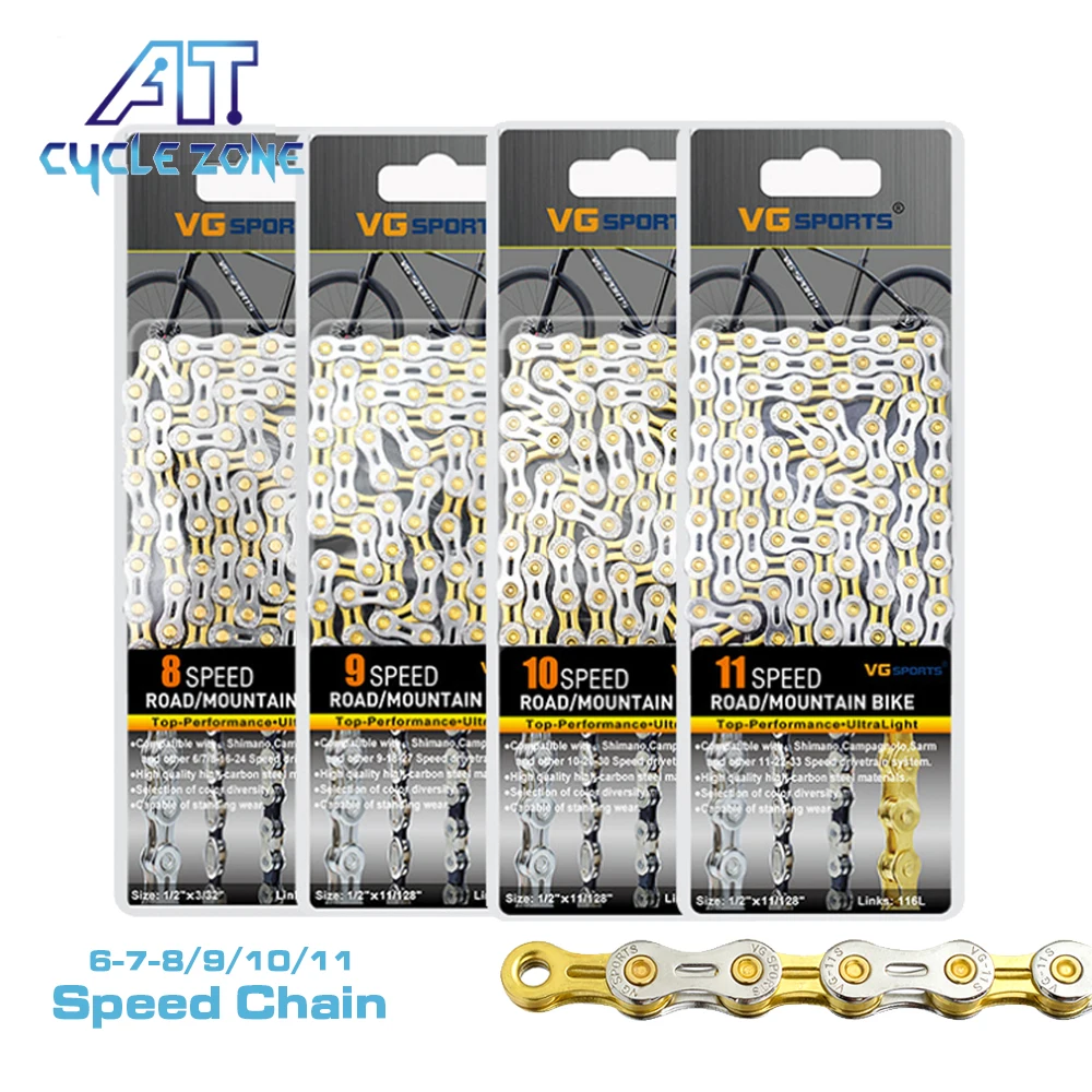 

New Half Hollow 6/7/8/9/10/11 Speed Bicycle Chain Lightweight 116 Links with Missing Link Bicycle Chains for Road MTB Bike Chain