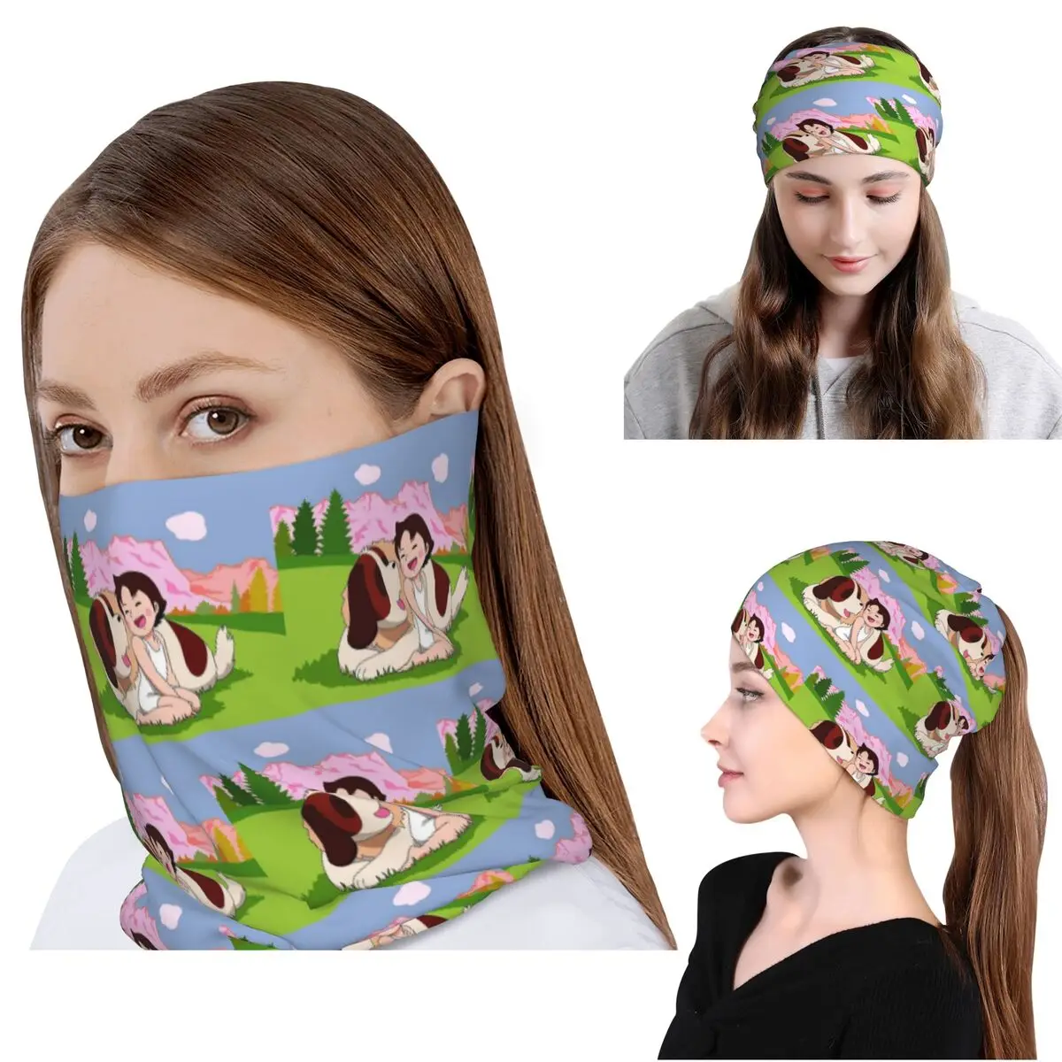 

Anime Heidi Girl Of The Alps Peter Grandpa Bandana Neck Gaiter Wrap Scarf Multifunction Balaclava Beanies Hat Unisex Windproof