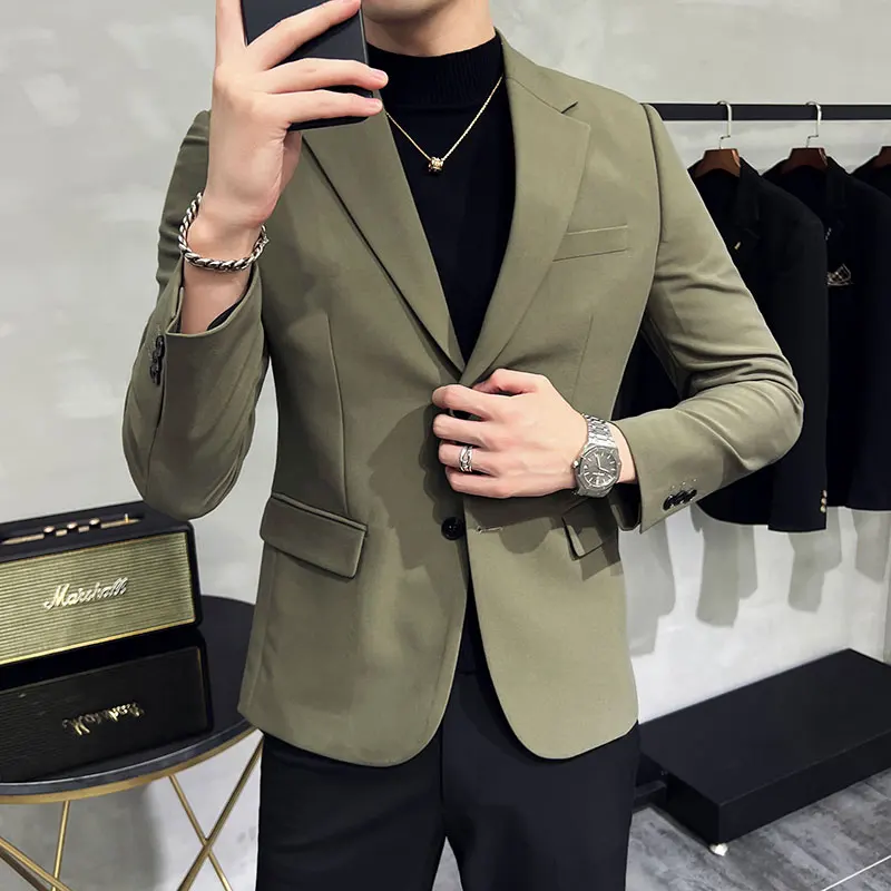 2023 Brand Clothing Men Spring High Quality Casual Business Suit Male Slim Fit Fashion Groom Tuxedo/Man Solid Color Dress Blazer