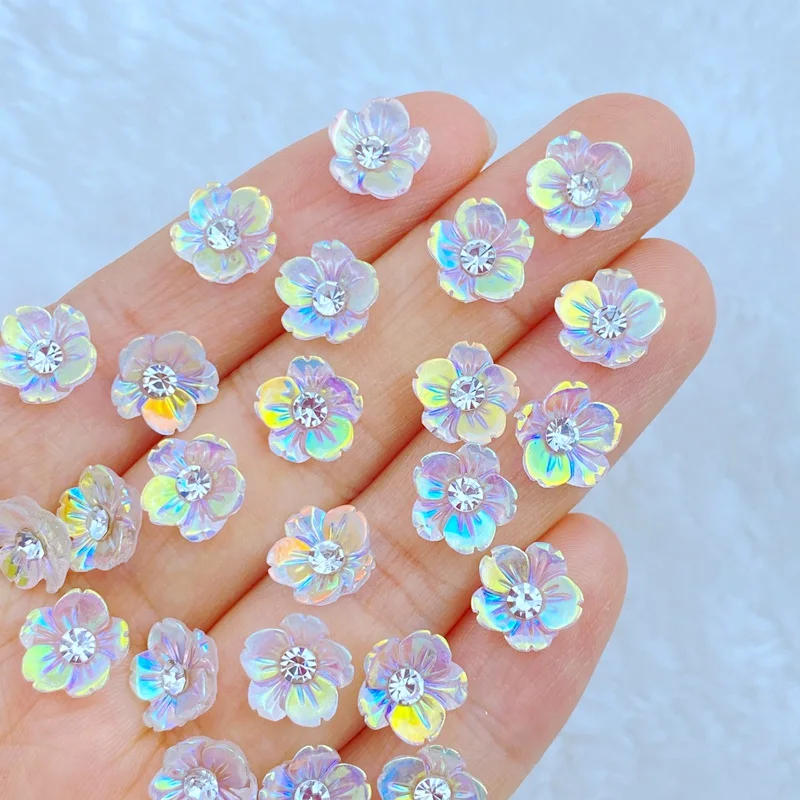 30pcs New Cute Mini Shiny Diamond Flower Nail Rhinestones Gems Glitter Nail Art Jewelry Manicure Nail Decoration Accessorie