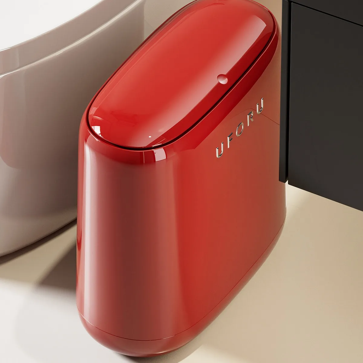 Slim Gap Bathroom Trash Can Press Lid Dual Bucket Narrow Toilet Side Bin Cream Green Red Open Top