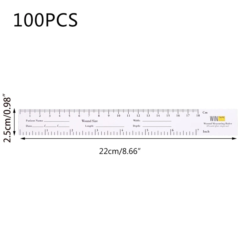 100 Pack Wound Measuring Tape Me dical Medimeter 18cm  7'' Educare Wound Ruler