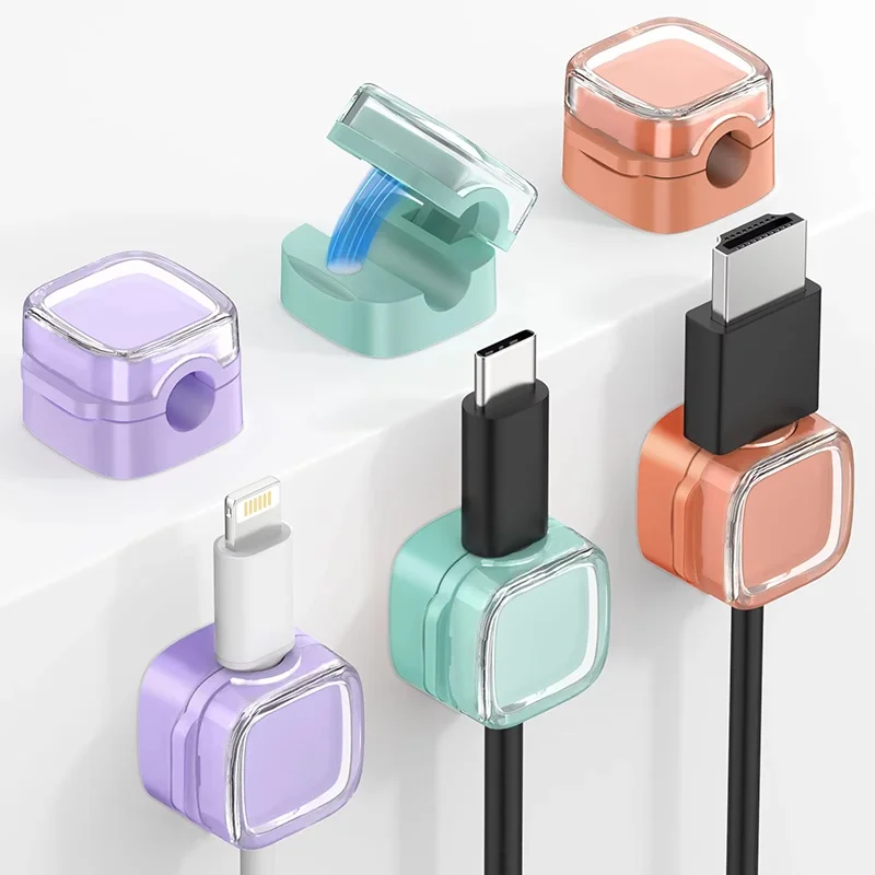 6 Pcs Magnetic Cable Organizer Cables Clips Adjustable Cord Holder Desktop Cable Management Wire Keeper USB Charging Line Holder