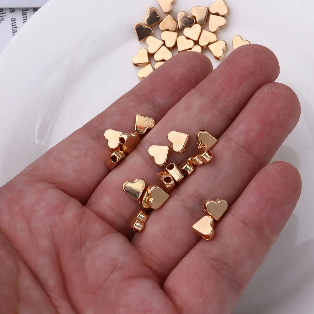 

50 шт. уникальных бусин в форме сердца, идеального размера для изготовления украшений, поделок своими руками, декоративных элементов, разделительных бусин в форме сердца