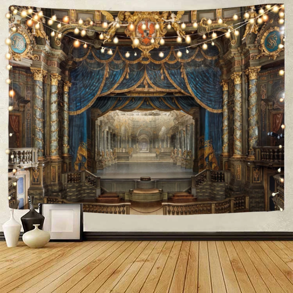 European classical opera house theater architectural background decoration tapestry home background wall decoration