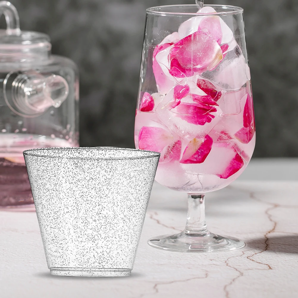 

25 Pcs Silver Powder Wine Glass Drinking Cup Water Cups Beverage Mousse for Dessert Disposable Accessories