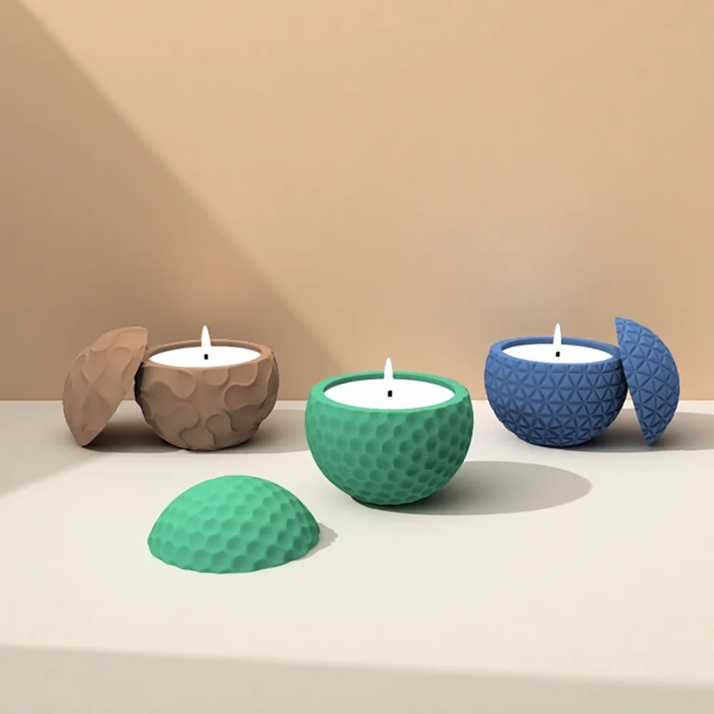 

Concrete Sphere Candle Jar Silicone Mold, Cement Candle Holder Mold DIY Craft, Unique Home Decor Storage Jar Mold