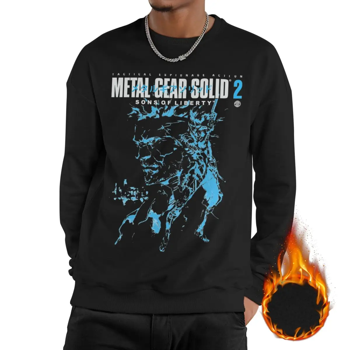 

Men's Women's Metal Gear Solid MGS2 Games Fleece-Lined Sweatshirt Warm Snake and Raiden Long Sleeve Sweatshirts Hoodie