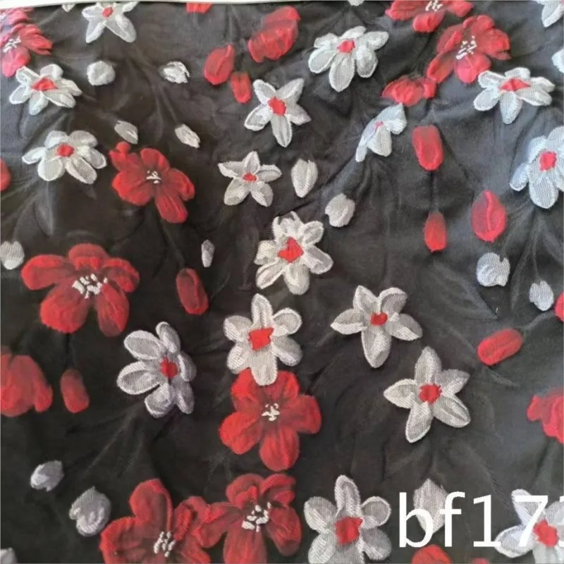Textured country-style embossed small floral jacquard fabric multi-color flower women's dress and shorts