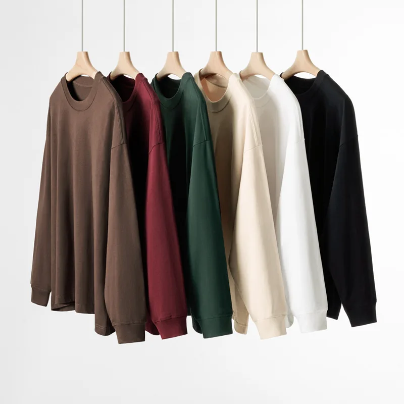 AOSSVIAO 2026 Neue Langarm-T-Shirts für Damen, 300G, lässige Basic-Tops in Weiß und Schwarz im koreanischen Stil