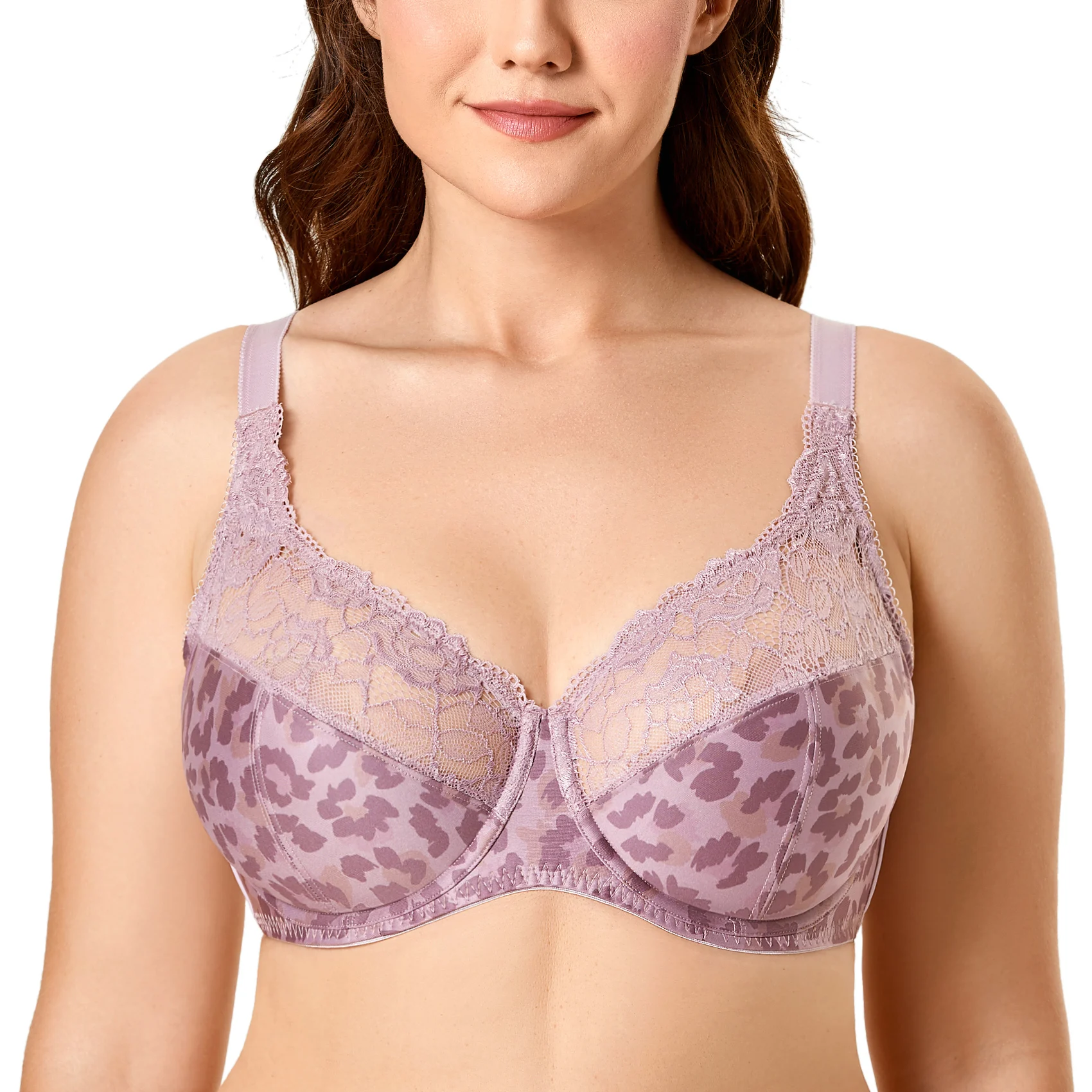 Women\'s Beauty Floral Lace Non Padded Minimizer Full Figure Underwire Plus Size Bra