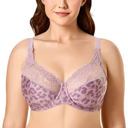 Women's Beauty Floral Lace Non Padded Minimizer Full Figure Underwire Plus Size Bra