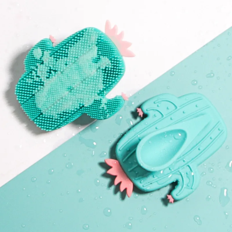 1pcs Cute Cactus Silicone Massage Bath Brush Face & Body Scrub Tools Dry Brushing Body Brush Soap Net Bath Scrubber