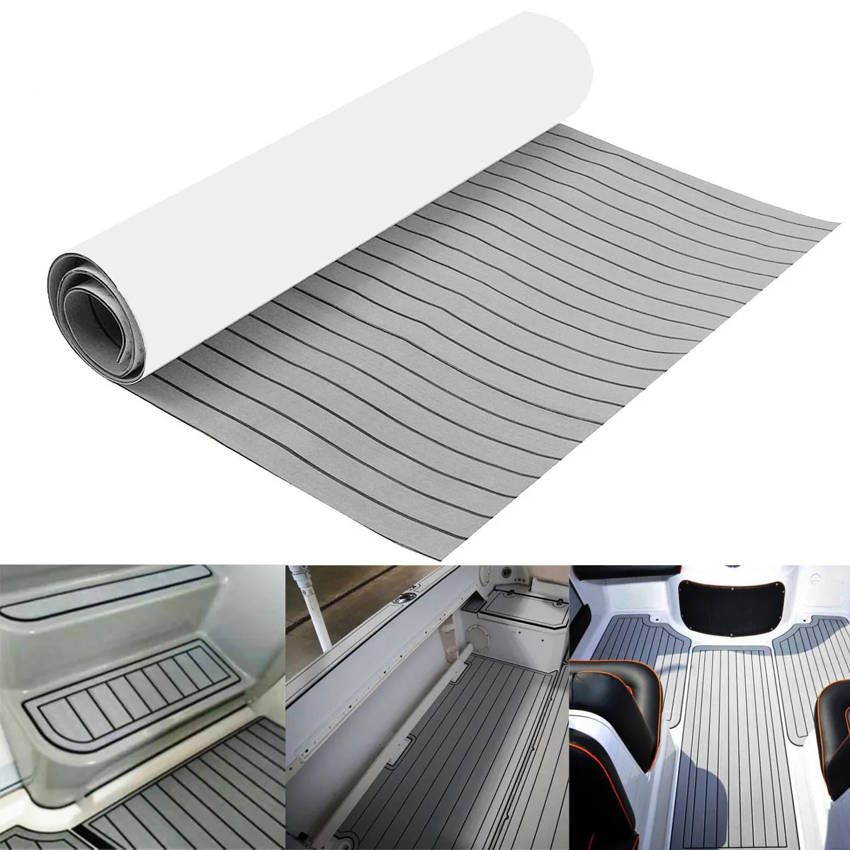 Selbstklebender 3000 x 900 x 6 mm EVA-Schaum-Bodenbelag für Boote, Kunst-Teak-Terrassendielen, rutschfeste Marine-Yacht-Bodenbelag, Bootsdeckmatten