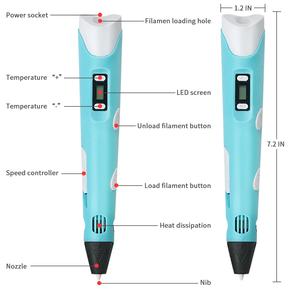 3D Pen For Children 3D Printing Drawing Pen DIY Funny Set for Kids Chidren Birthday Chrismas Creative Gift with PLA Filament