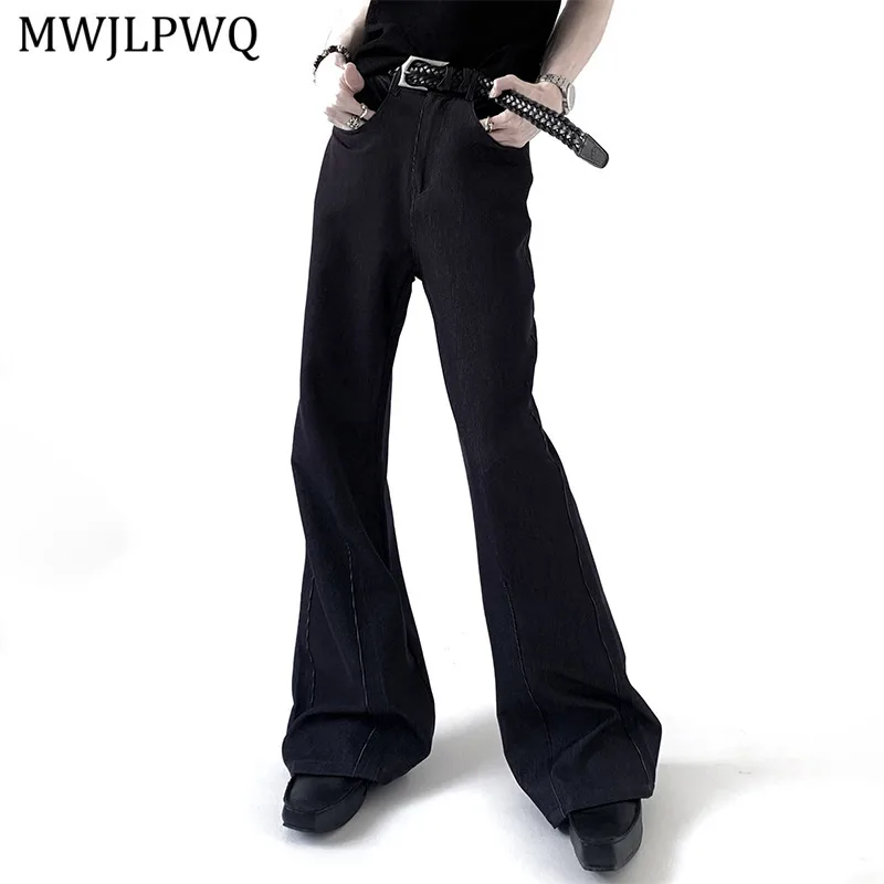 

MWJLPWQ Unique Washed Denim Color Jeans Men's American High Street Cleanfit Slightly Flared Casual Pants 2025 Autumn Trend 11068