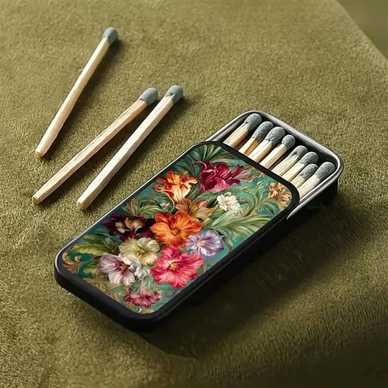 New Sale Black Gold Rose Heart-Shaped Retro Fire Wood Box Does Not Include Matches Supports Match/Coin/Accessory Storage
