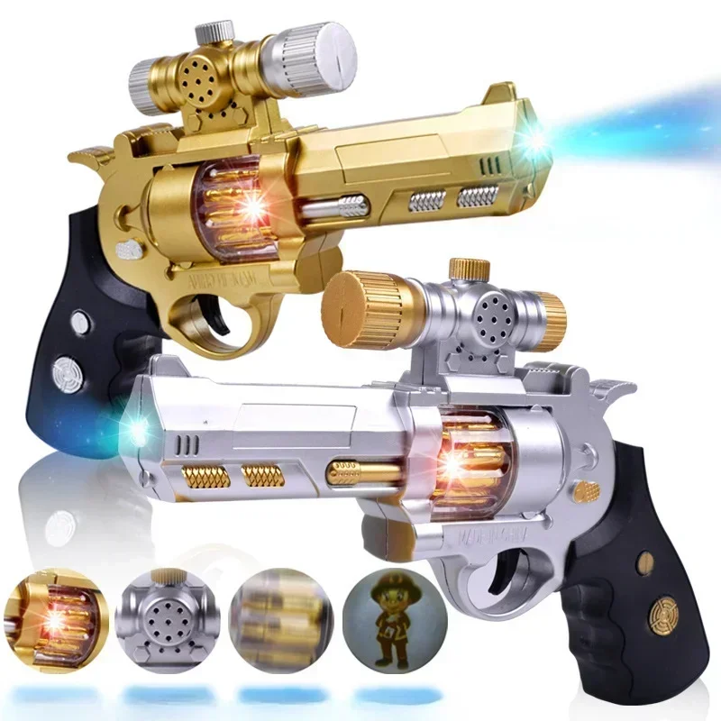 Pistola giocattolo Flash con luce sonora elettrica per bambini proiezione vibrante pistola finta senza proiettili regalo di compleanno fresco e