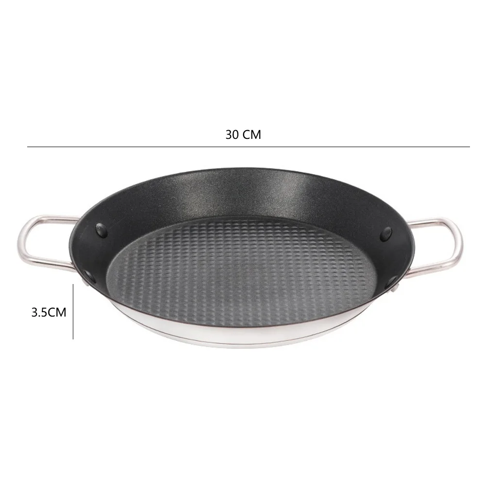 Paella Pan Nonstick Stainless Steel Skillet with Raised Dots for Seafood Rice Triple Layer Base 28CM 30CM 32CM 34CM