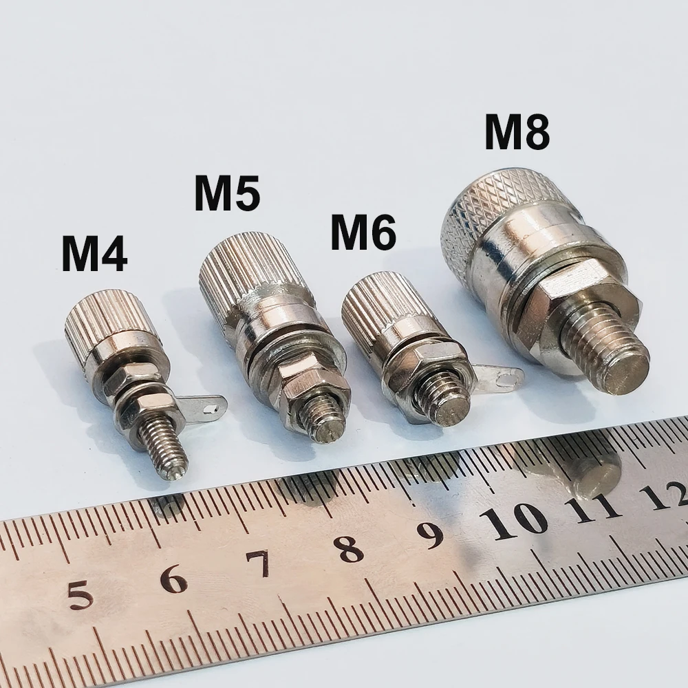 2Pcs Copper Nickel/Gold Plated Binding Post M4 5 6 8 Speaker Amplifier High Current Terminal 4mm Banana Jack Socket Connector