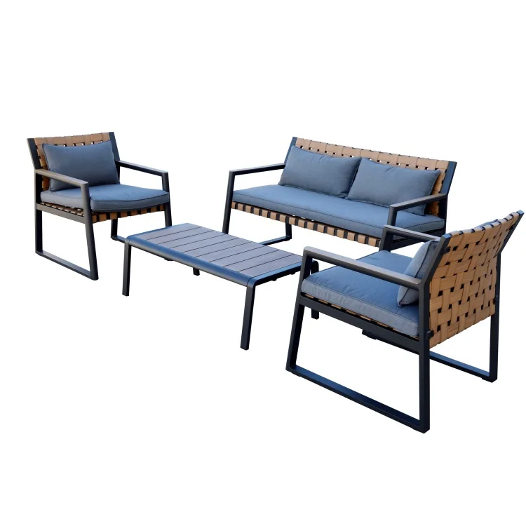 

4pcs Steel Rattan Outdoor Sofa Set Garden Furniture Living Room Hotel Villa Park Courtyard Apartment Outdoor Furniture