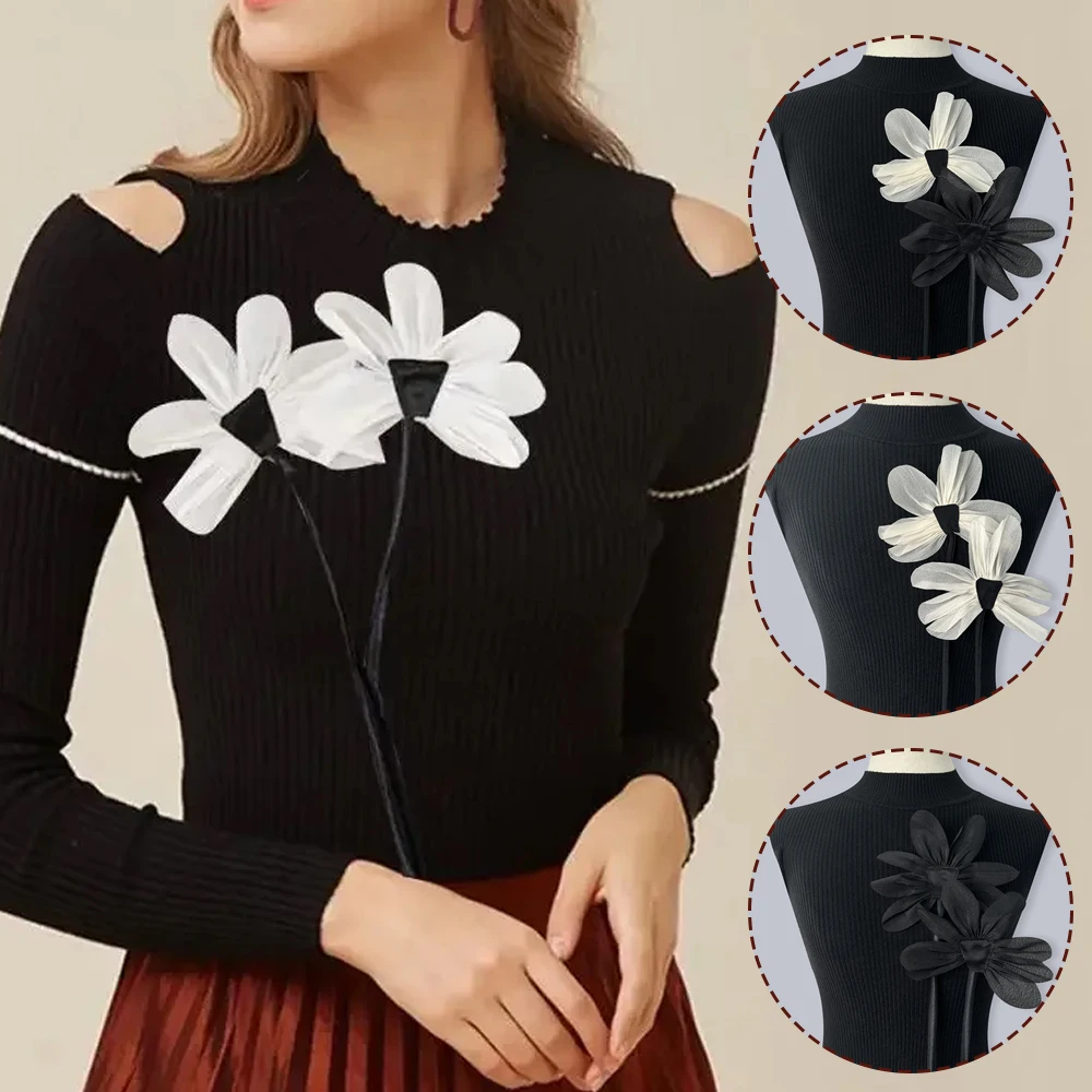 DIY 3D Magnolia Flower Clothing Patch Sweater Dress Decoration Applique Organza Collar Flower Jewelry Clothing Patch Accessories