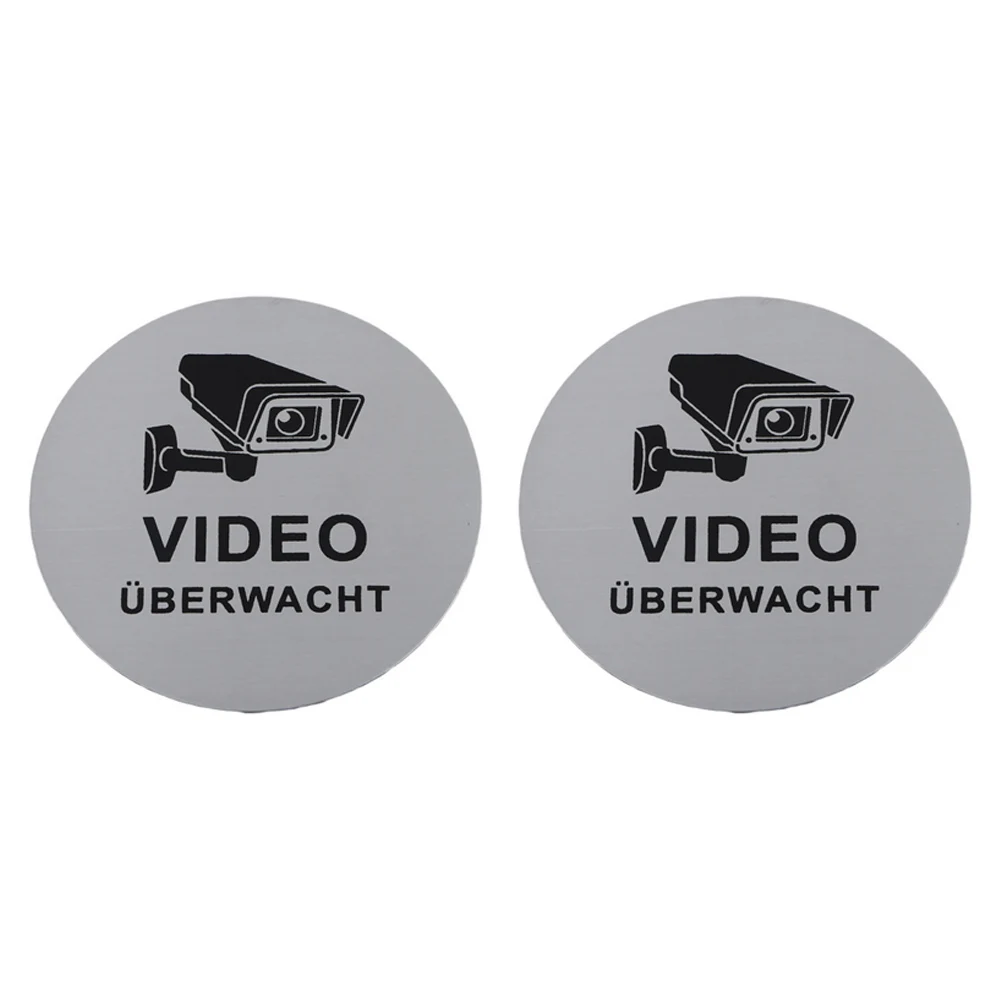 1PCS/2PCS/4PCS Circular Shape Video Sign Small Brushed Aluminium Video Sign Warning-Signs 10 Cm Can Be Mounted On Doors