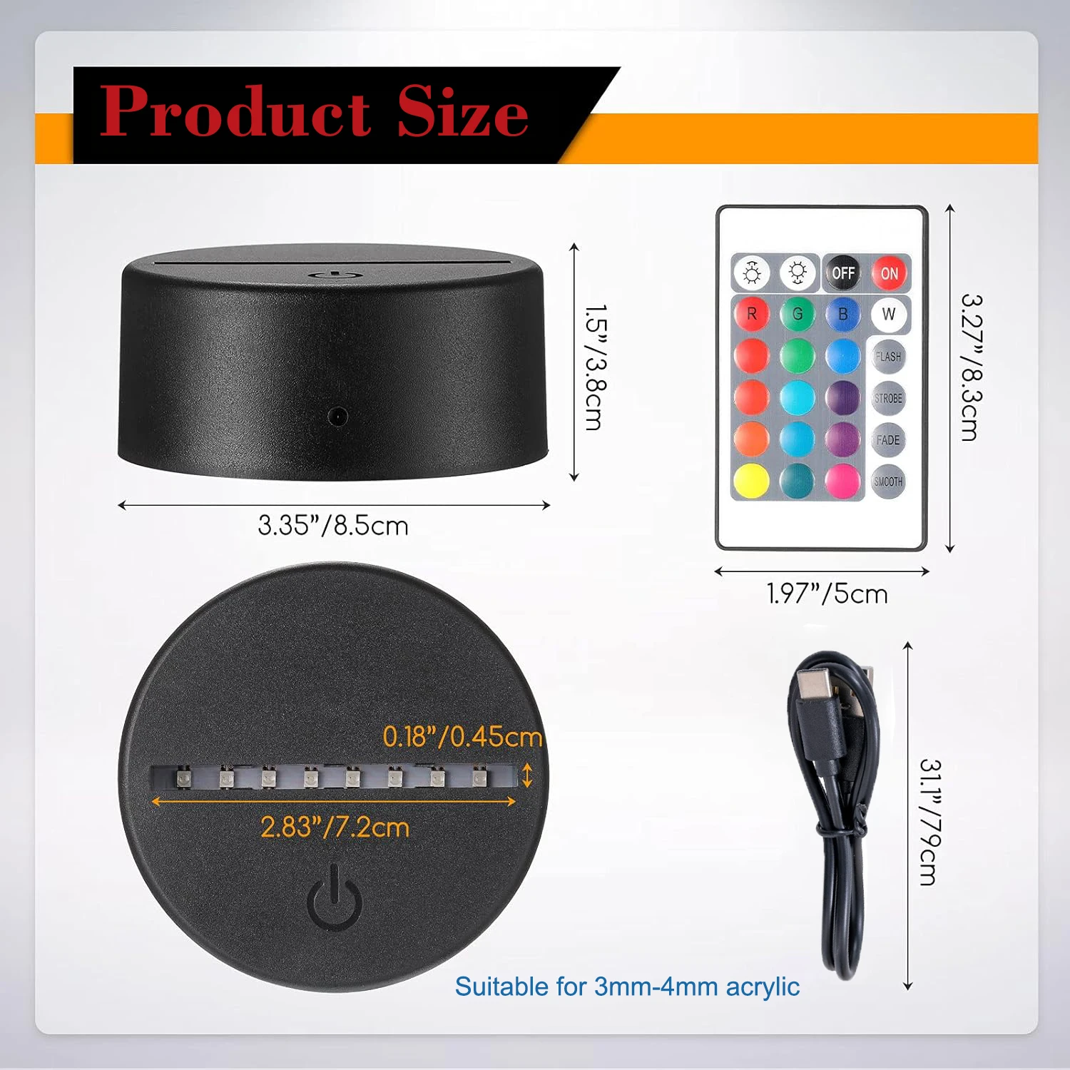 3D LED Light Base 7/16 Colors Acrylic Lamp Display Stand with Remote Control/Touch Anime Lamp Holder Acrylic Light Board Base