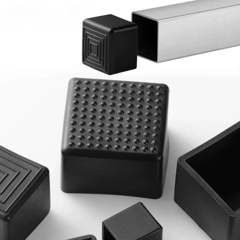 

Black Square PVC Silicone Chair Leg Table Foot Caps Furniture Leveling Cover